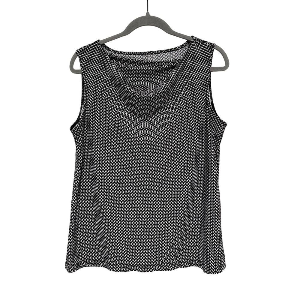 Talbots Sleeveless Black White Patterned Top M - Picture 2 of 7